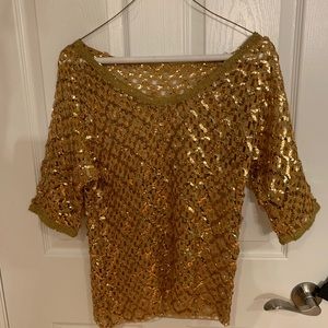VINTAGE Gold Sequin Top/Overlay
